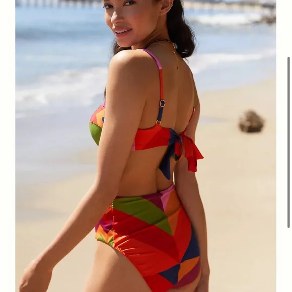 NWT Farm x Anthropologie Geometric High-Waisted Bikini Bottoms - Picture 3 of 11